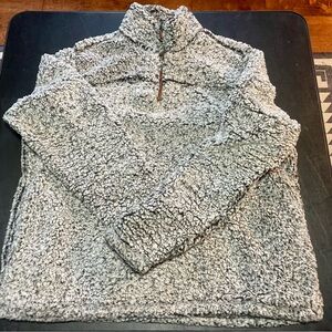 Cozy Gray Sherpa Fleece Pullover